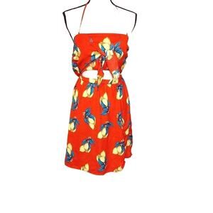 Charlotte Russe Red Size Small S Lemon Fruit Dress Beach Vacation Halter Top Bow